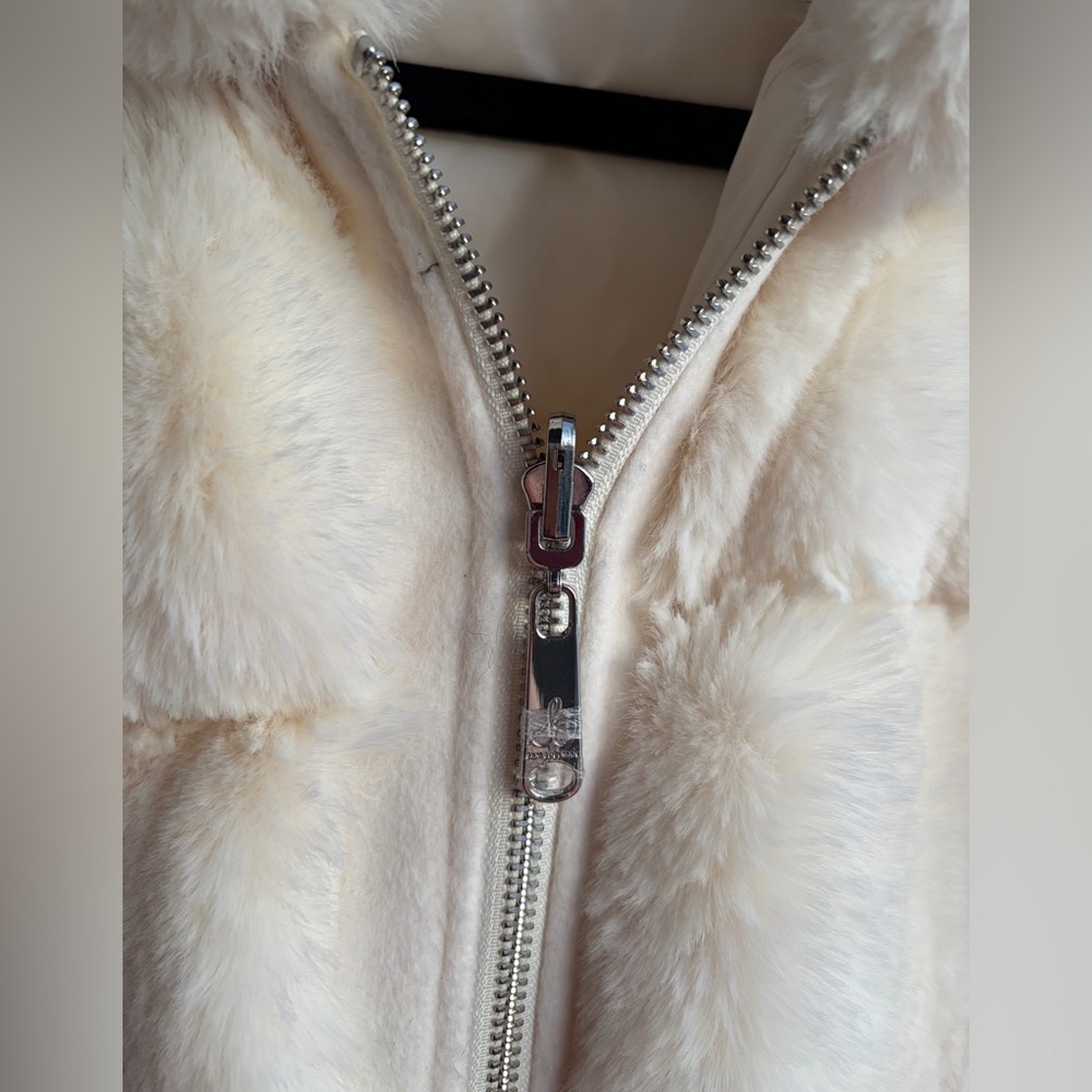 🆕❄️Sam Edelman Reversible Faux Fur Hooded Outwear Wool Coat Cream Jacket XL - Picture 9 of 17